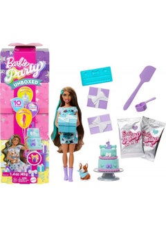 Barbie Barbie Party Unboxed Pet Birthday Bows Brunette Doll Playset (15 cm)  - Image 1