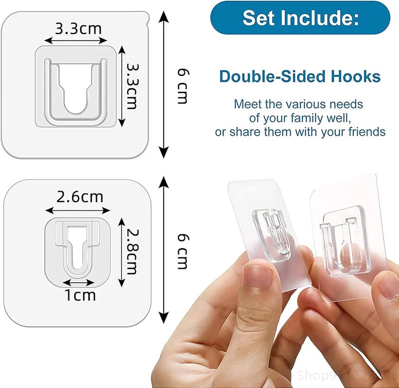 ERZA Double Sided Adhesive Hooks, Heavy Duty Wall Hook, Waterproof Wall Hanger Holder, Wall Hooks for Hanging, Self Adhesive Hooks for Bathroom Kitchen Office Hanging, Transparent, Pack of 24 - Image 3