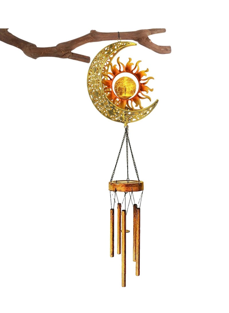 SOLARAE Wind Chime Lights, Decorative Wind Chimes,Large Memorial Wind Chimes, Solar Powered, Waterproof Led Wind Chimes with Crackle Glass Ball for Outdoor - Image 2