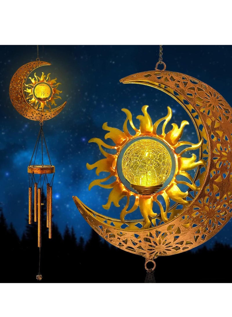 SOLARAE Wind Chime Lights, Decorative Wind Chimes,Large Memorial Wind Chimes, Solar Powered, Waterproof Led Wind Chimes with Crackle Glass Ball for Outdoor - Image 5