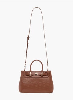 ELLE Monogram Textured Tote Bag with Detachable Strap and Handles  - Image 2