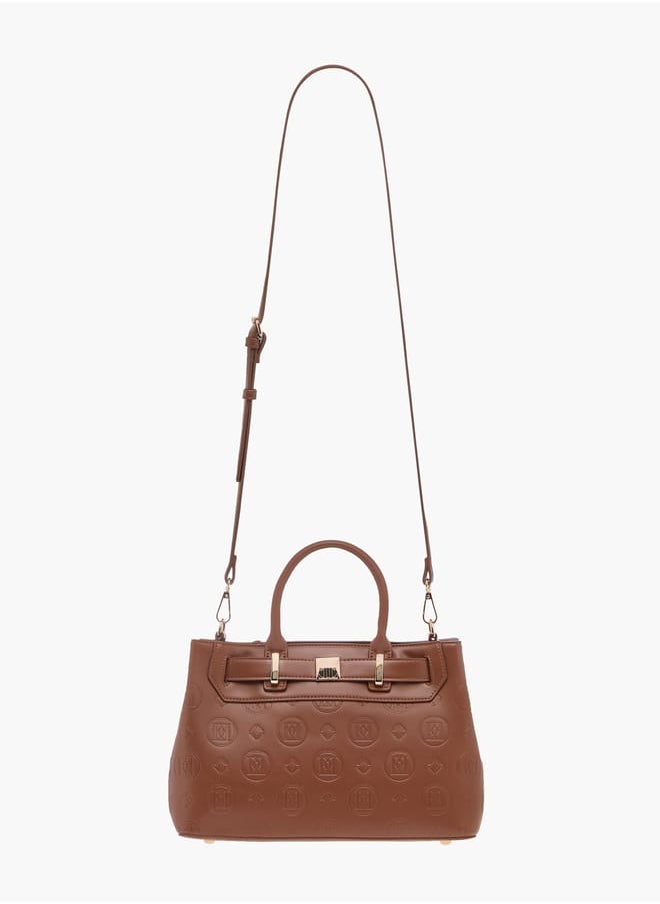 ELLE - Monogram Textured Tote Bag with Detachable Strap and Handles - Image 1