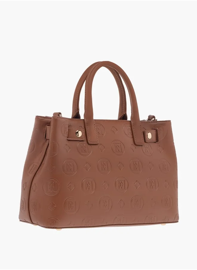 ايل Monogram Textured Tote Bag with Detachable Strap and Handles