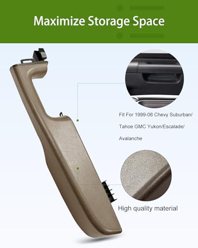 UMISHI Front Right Passenger Door Armrest Handle Replacement for Chevy Suburban/Tahoe GMC Yukon/Escalade/Avalanche 1999-06 Replaces 88981547 15703701 (Beige) - Image 2
