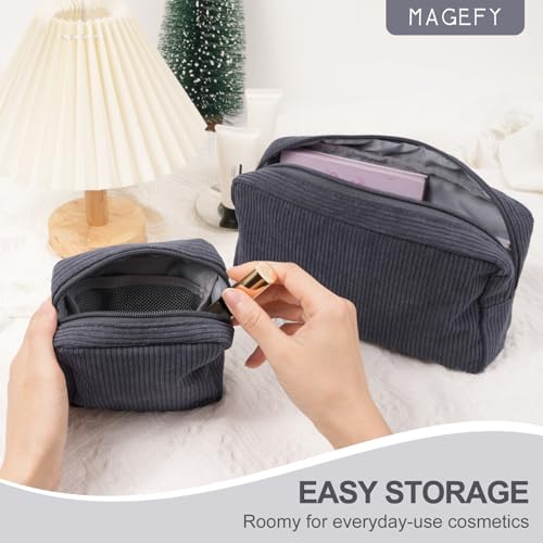 MAGEFY Small Makeup Bag Mini Make up Pouch Cute Cosmetic Bag for Women Travel Purse Essentials Bags with Slip-in Pockets (DeepGrey) - Image 5