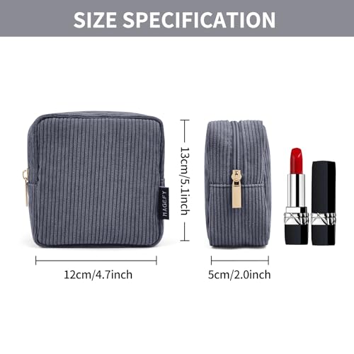 MAGEFY Small Makeup Bag Mini Make up Pouch Cute Cosmetic Bag for Women Travel Purse Essentials Bags with Slip-in Pockets (DeepGrey) - Image 2