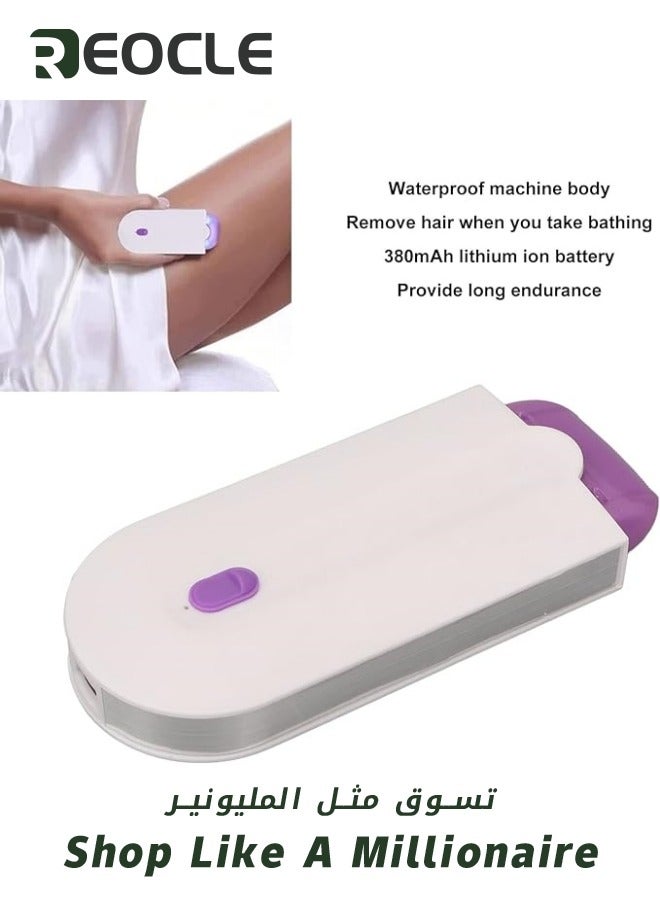 ريوكل ماكينة إزالة الشعر الكهربائية الاحترافية بدون ألم، ماكينة إزالة الشعر بدون ألم، ماكينة إزالة الشعر باللمس، قابلة لإعادة الشحن عبر USB للوجه والجسم - Image 4