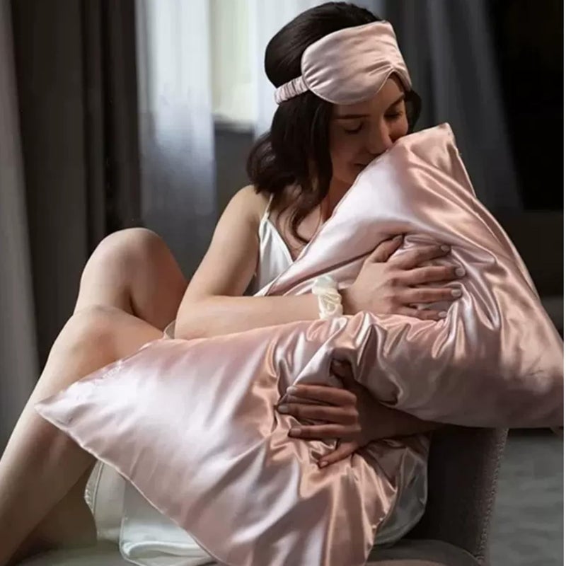 ROSEWARD Real Satin Pillowcase for Hair and Skin Made in USA  Pure 22 Momme Silk Pillow Cases King with Zipper  100% Mulberry Silk  Organic  Wrinkle Free  Anti Acne  1 Pc 20""x36"" (King  Pink) - Image 2