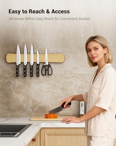 Swaitee Magnetic Knife Holder for Wall, 16 Inch Bamboo Magnetic Knife Strip, Kitchen Storage Organizer, Fridge Side Mount, Housewarming Gifts for New Home - Image 3
