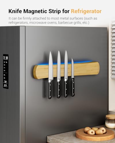 Swaitee Magnetic Knife Holder for Wall, 16 Inch Bamboo Magnetic Knife Strip, Kitchen Storage Organizer, Fridge Side Mount, Housewarming Gifts for New Home - Image 5