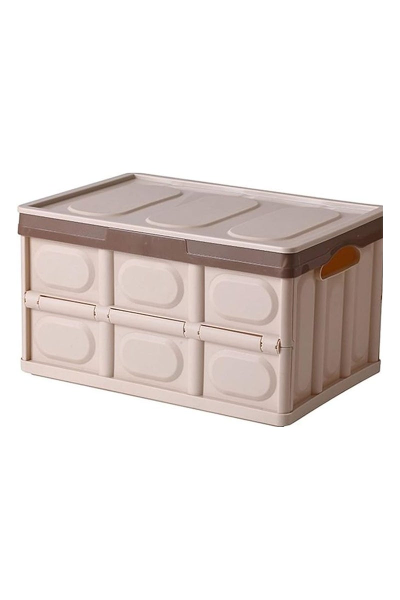 DARIYAH Durable Collapsible Storage Bins Stackable Containers Home Garage Storage Cube Organizer Plastic Folding Utility Crate Storage Bin with Lid Basket for Clothes Toys Books Grocery 52L - Image 1