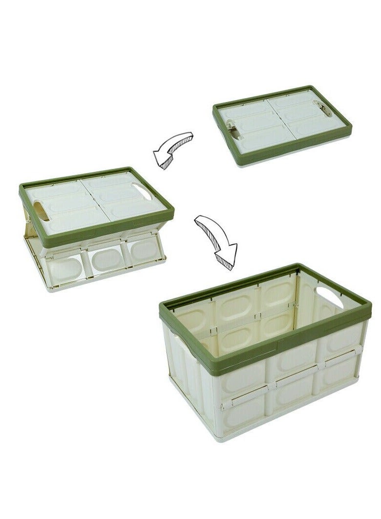DARIYAH Durable Collapsible Storage Bins Stackable Containers Home Garage Storage Cube Organizer Plastic Folding Utility Crate Storage Bin with Lid Basket for Clothes Toys Books Grocery 52L - Image 4