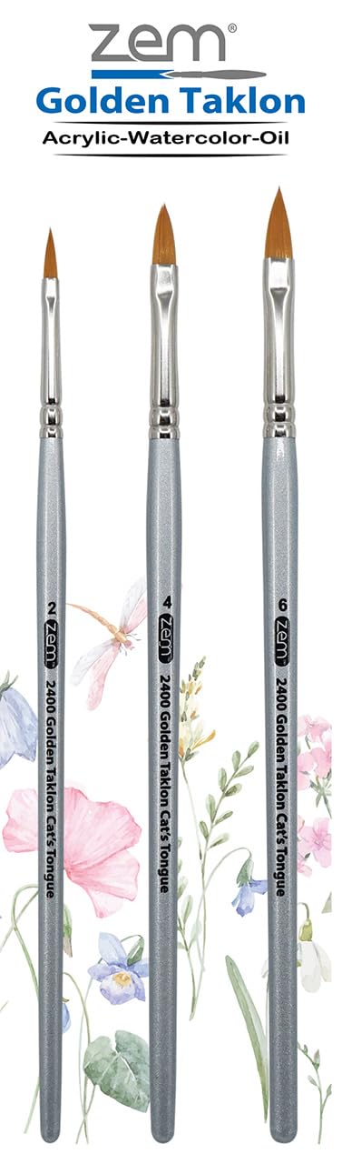 ZEM Brush Golden Taklon Cats Tongue Brush Set