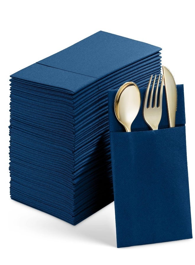 50-Pieces Disposable Dust-Free Dinner Napkins With Built-In Flatware Pocket Prefolded Cloth Like Paper Napkins For Wedding Dinner Or Party