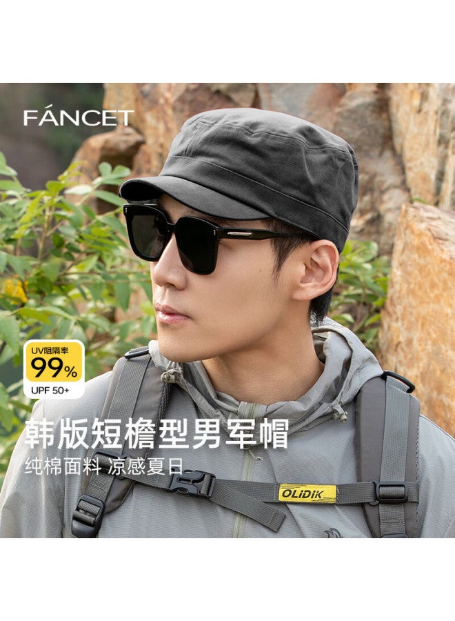 Fancet Men's Spring Summer Large Head Cirference Duckbill Cap Korean Style Flat Top Military Hat Casual Short Brim Cotton Baseball Cap