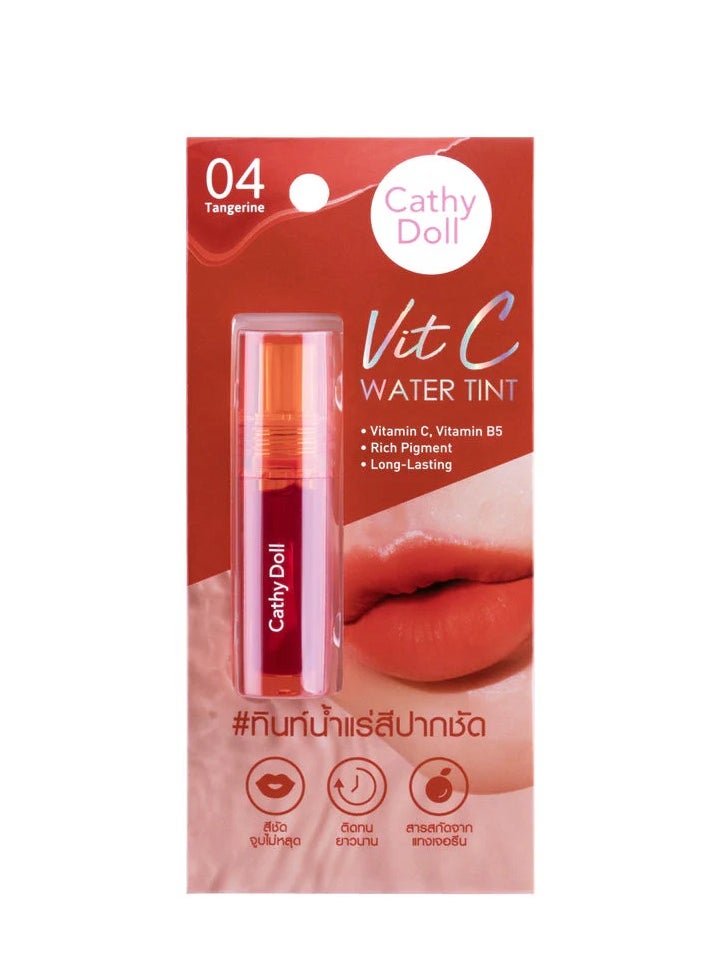 Cathy Doll - Cathy Doll Vit C Water Tint – 04 Tangerine | Long-Lasting Lip Tint with Vitamin C & B5 | Hydrating, Rich Color for Fresh Orange-Toned Lips - Image 1