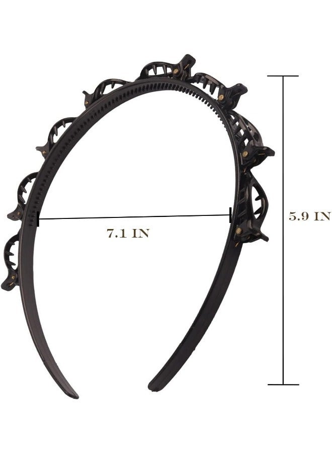 2-piece set headband with hollowed out braided inner teeth and plastic bangs clip，fashionable hair accessories for girls and women - Image 2