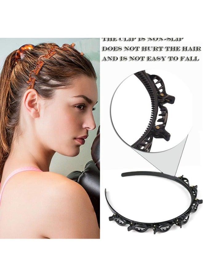 2-piece set headband with hollowed out braided inner teeth and plastic bangs clip，fashionable hair accessories for girls and women - Image 4