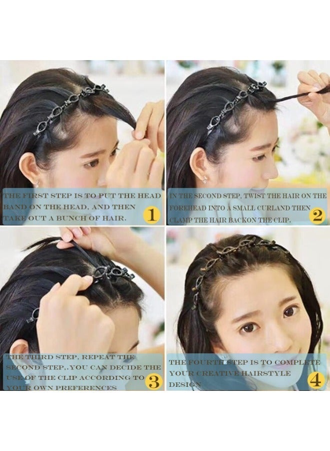 2-piece set headband with hollowed out braided inner teeth and plastic bangs clip，fashionable hair accessories for girls and women - Image 5