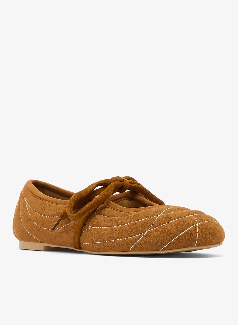 Jw Pei Brown Erika Topstitching lace up ballerinas for Women | Best Price UAE