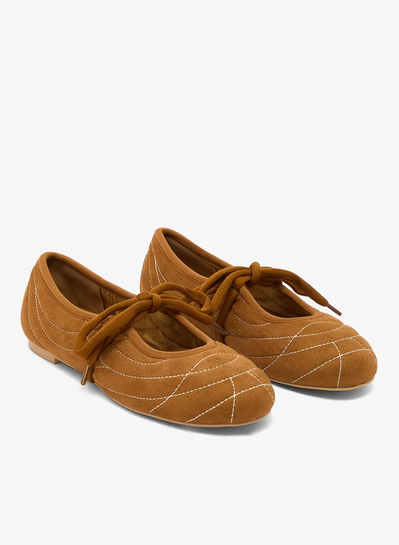 Jw Pei Erika Topstitching lace up ballerinas