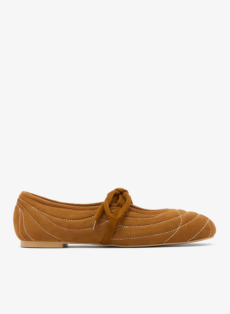 Jw Pei Erika Topstitching lace up ballerinas