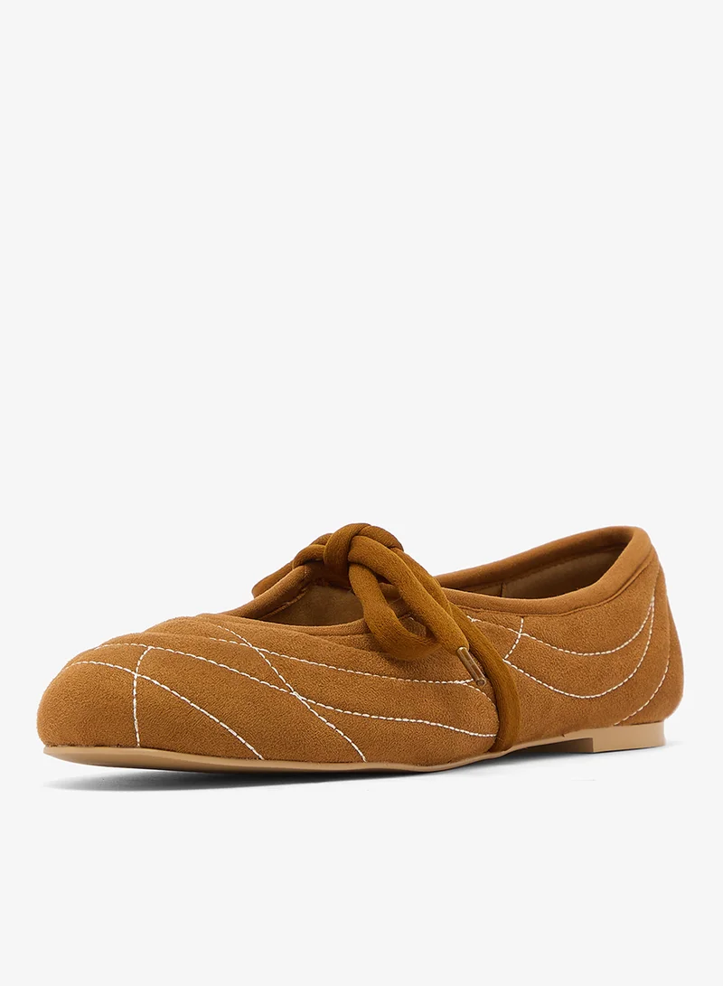 Jw Pei Brown Erika Topstitching lace up ballerinas for Women | Best Price UAE