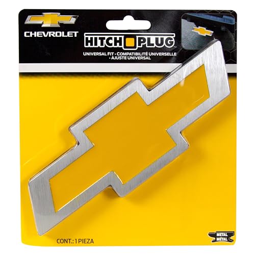 Plasticolor 002207R01 Chevy Bowtie Style Brushed Aluminum Hitch Plug, yellow - Image 2