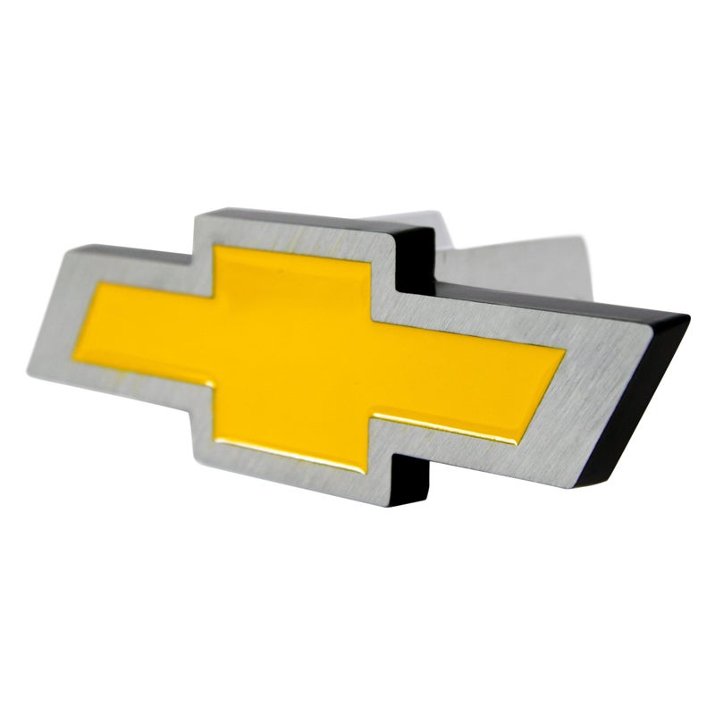 Plasticolor 002207R01 Chevy Bowtie Style Brushed Aluminum Hitch Plug, yellow - Image 3