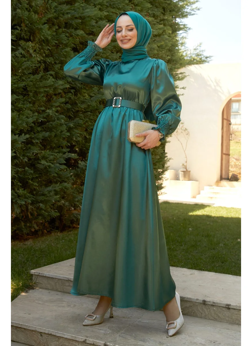 Tofisa Plain Crew Neck Women's Green Dress - 11481
