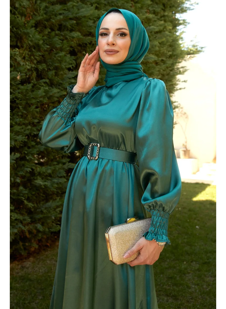 Tofisa Plain Crew Neck Women's Green Dress - 11481