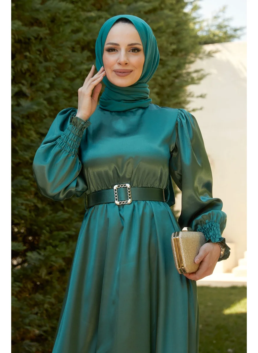 Tofisa Plain Crew Neck Women's Green Dress - 11481