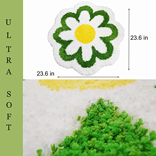 YRXRUS Flower Bath Mat, Green Bathroom Rug, Beauty Bath Mats, Ultra Soft Microfiber Bath Rug, Machine Washable Flower Rug, Shower Bathtub Mat Gift Aesthetic Summer Room Decor, 23.6x23.6 in - Image 2