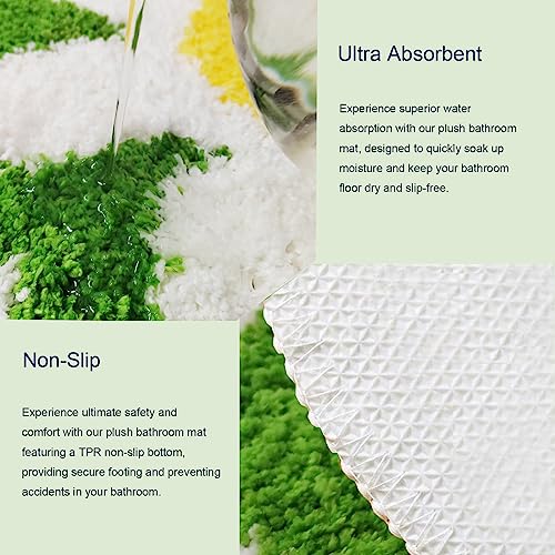 YRXRUS Flower Bath Mat, Green Bathroom Rug, Beauty Bath Mats, Ultra Soft Microfiber Bath Rug, Machine Washable Flower Rug, Shower Bathtub Mat Gift Aesthetic Summer Room Decor, 23.6x23.6 in - Image 3