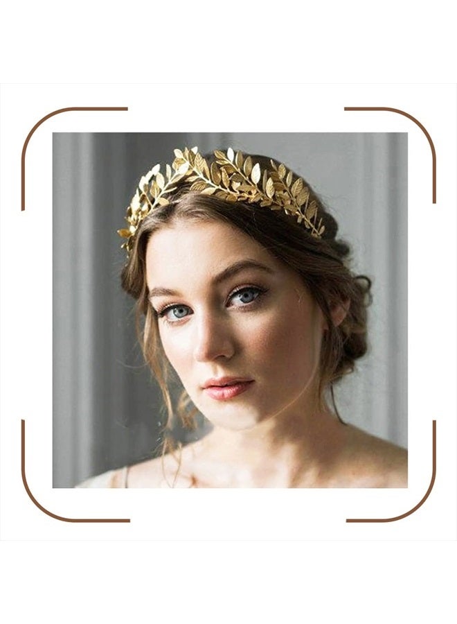 JAKAWIN Jakawin Wedding Gold Leaf Crowns and Tiaras Bridal Headband Prom Crown Costume Greek Goddess Hair Accessories for Women and Girls HB009 (Gold)  - Image 1