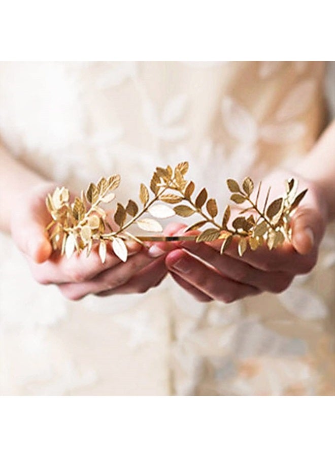 JAKAWIN Jakawin Wedding Gold Leaf Crowns and Tiaras Bridal Headband Prom Crown Costume Greek Goddess Hair Accessories for Women and Girls HB009 (Gold)  - Image 2