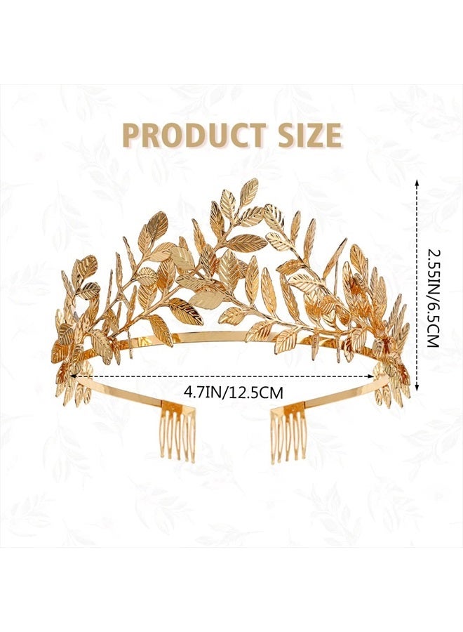 JAKAWIN Jakawin Wedding Gold Leaf Crowns and Tiaras Bridal Headband Prom Crown Costume Greek Goddess Hair Accessories for Women and Girls HB009 (Gold)  - Image 5