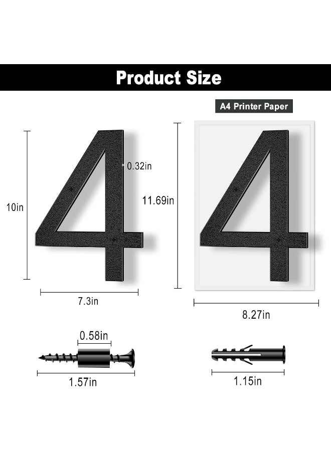 IVERRA 10 Inch Black House Numbers for Outside, Large Floating Home Address Numbers, Modern Exterior Plastic House Numbers for Door Wall Street Garage Gate (4)  - Image 3