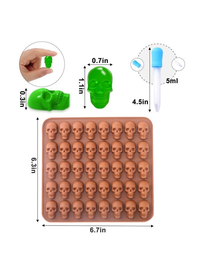 BUSOHA Gummy Skull Candy Molds Silicone, 2 Pack 40 Cavity Non-Stick Skull Silicone Molds with 1 Droppers for Chocolate, Candy, Jelly, Ice Cube, Dog Treats - Image 2