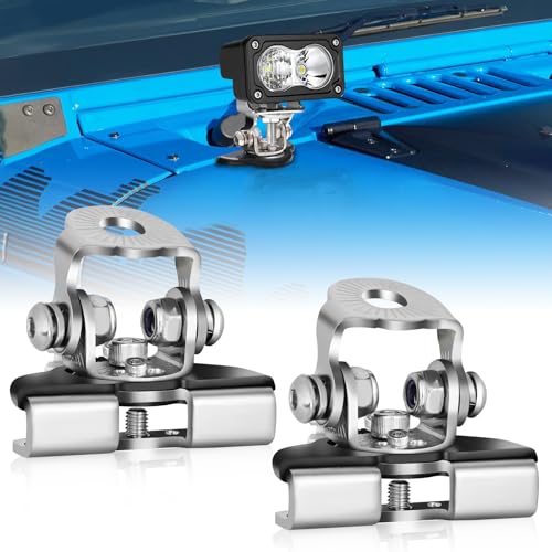 Rfroad Lighting Hood Mount Light Brackets 2PCS Universal Ditch Pod Light Mount Brackets Hood Clamps for Truck Pickup UTV SUV Car No Drilling 304 Stainless Steel - Image 1