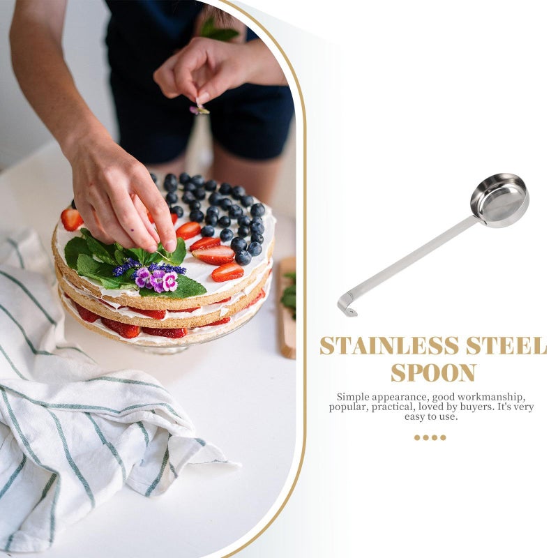 Stainless Steel Pizza Sauce Ladle Flat Bottom Measuring Spoon Long Handle Kitchen Scoop - Image 5