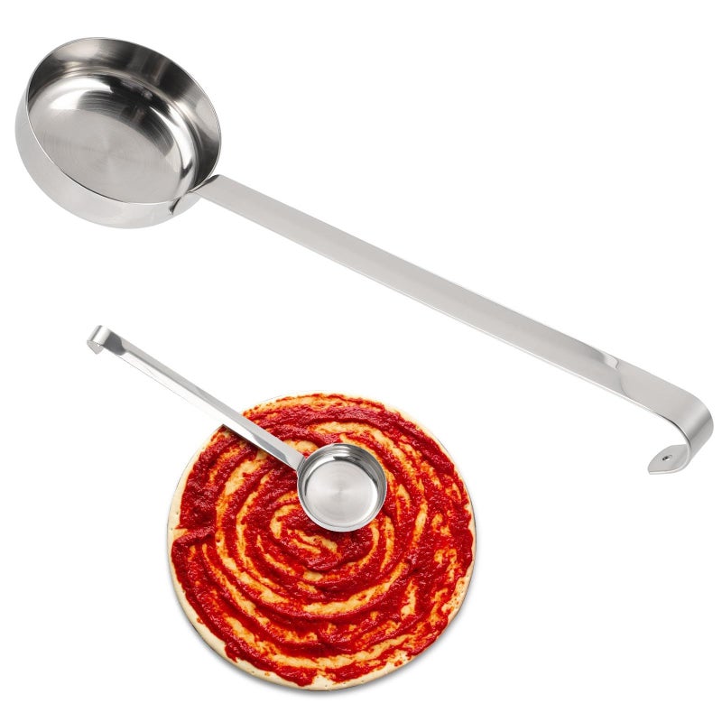 Stainless Steel Pizza Sauce Ladle Flat Bottom Measuring Spoon Long Handle Kitchen Scoop - Image 2