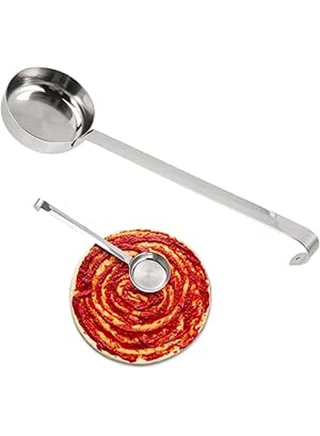 Stainless Steel Pizza Sauce Ladle Flat Bottom Measuring Spoon Long Handle Kitchen Scoop - Image 1