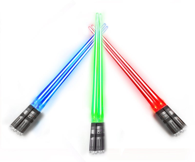 ChopSabers Lightsaber Led Light Up Chopsticks 3 Pairs Red Green Blue