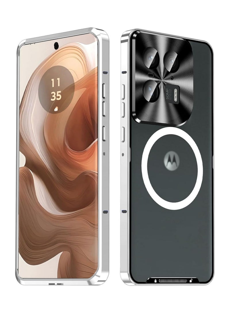 عام حالة معدنية مغناطيسية ومُجمّدة متوافقة مع موتورولا إيدج 50 ألترا (2024)، بإطار معدني وغطاء خلفي مُجمّد ومقاوم للصدمات من مادة الـ PC، وتدعم الشحن اللاسلكي المغناطيسي. - Image 1