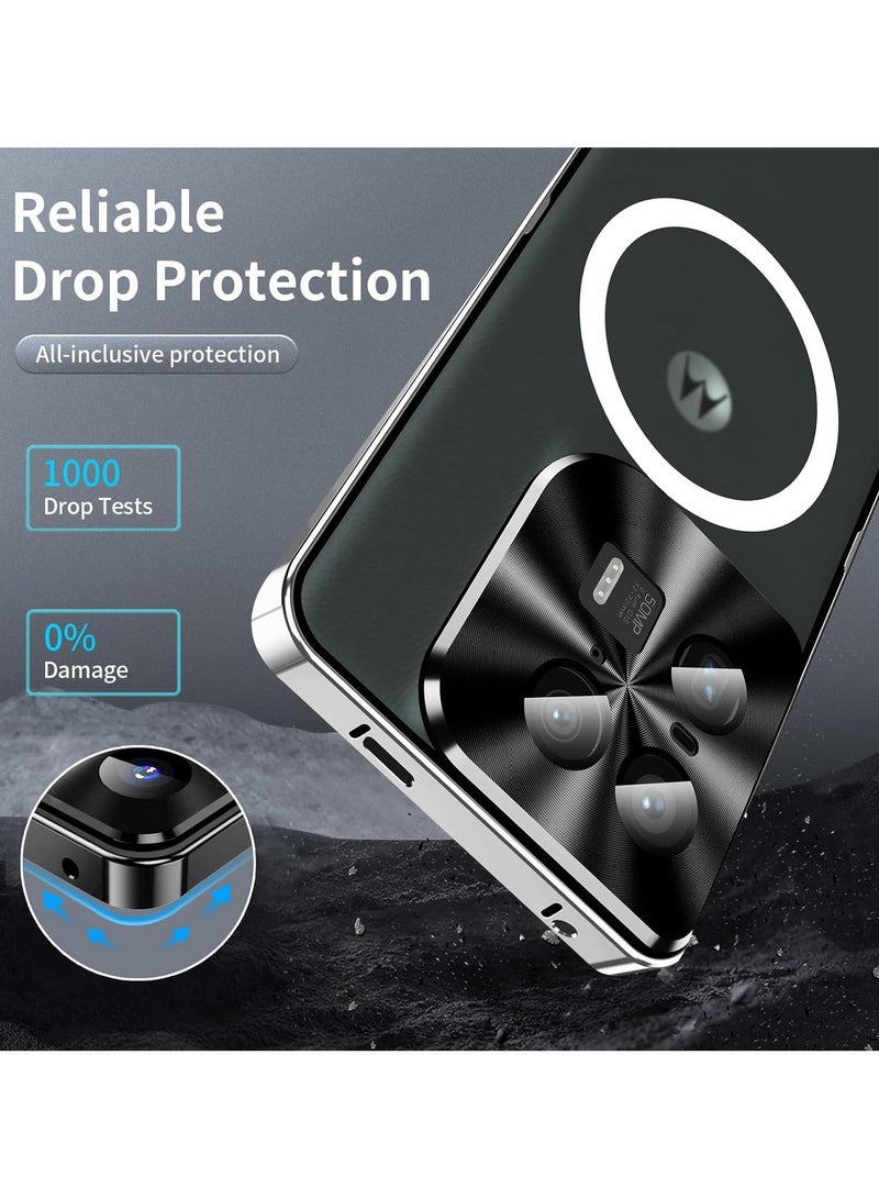 عام حالة معدنية مغناطيسية ومُجمّدة متوافقة مع موتورولا إيدج 50 ألترا (2024)، بإطار معدني وغطاء خلفي مُجمّد ومقاوم للصدمات من مادة الـ PC، وتدعم الشحن اللاسلكي المغناطيسي. - Image 2