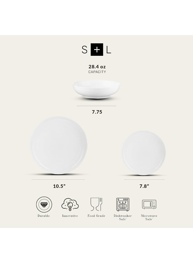 Stone Lain طقم أدوات المائدة من ستون لين غابرييل من البورسلين العظمي 12 قطعة خدمة لـ 4 أبيض صلب - Image 2