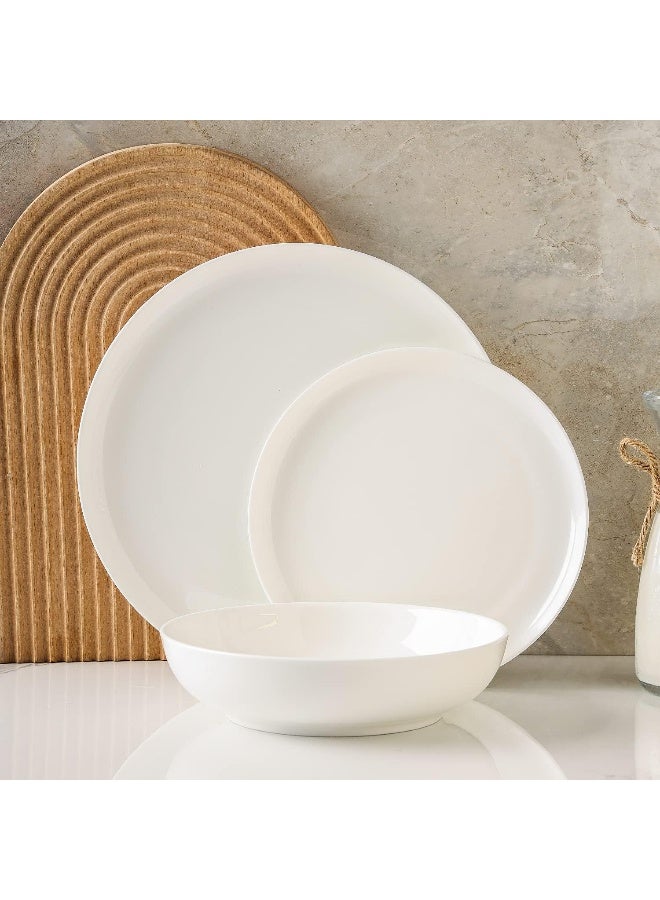 Stone Lain طقم أدوات المائدة من ستون لين غابرييل من البورسلين العظمي 12 قطعة خدمة لـ 4 أبيض صلب - Image 3