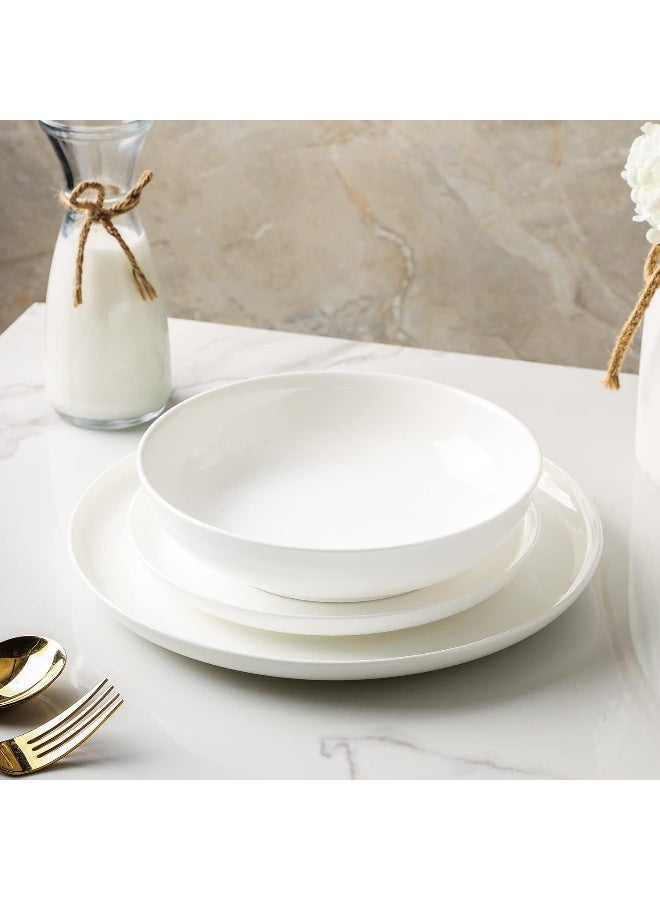 Stone Lain طقم أدوات المائدة من ستون لين غابرييل من البورسلين العظمي 12 قطعة خدمة لـ 4 أبيض صلب - Image 4