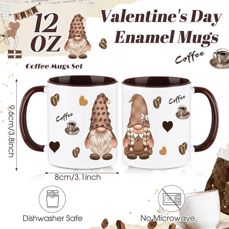 Funnymoom 2 Pack Ceramic Gnome Coffee Mugs with Handles 12 oz Gnome Cups Gifts for Gnome Lovers for for Latte Hot Tea Cappuccino Mocha CocoaBrownWhiteCoffee Theme - Image 2